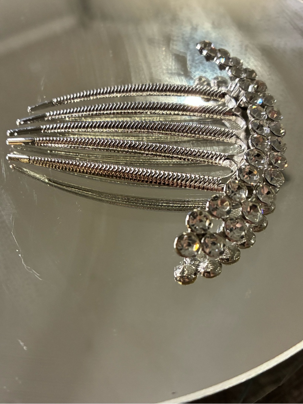 Crystal Rhinestone Hair Comb - Silver - Picture 5 of 9